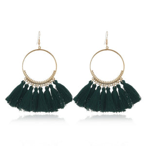 LZHLQ Tassel Earrings For Women Ethnic Big Drop Earrings Bohemia Fashion Jewelry Trendy Cotton Rope Fringe Long Dangle Earrings