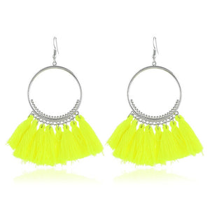 LZHLQ Tassel Earrings For Women Ethnic Big Drop Earrings Bohemia Fashion Jewelry Trendy Cotton Rope Fringe Long Dangle Earrings