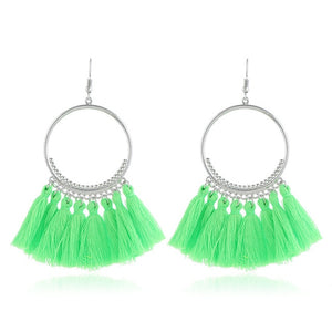 LZHLQ Tassel Earrings For Women Ethnic Big Drop Earrings Bohemia Fashion Jewelry Trendy Cotton Rope Fringe Long Dangle Earrings