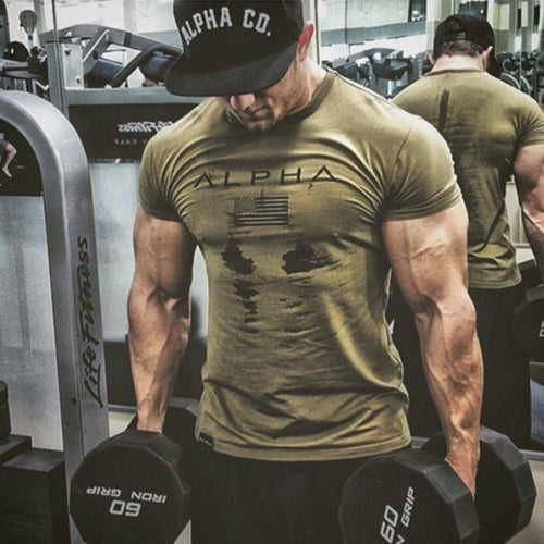 2018 New Brand Clothing Gyms Tight Cotton T-shirt Mens Fitness T-shirt Homme Gyms T Shirt Men Fitness Crossfit Summer Tees Tops