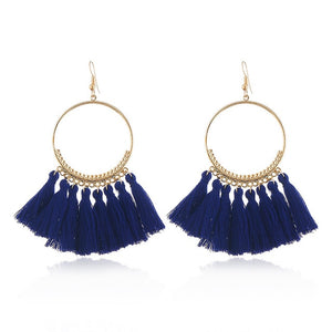 LZHLQ Tassel Earrings For Women Ethnic Big Drop Earrings Bohemia Fashion Jewelry Trendy Cotton Rope Fringe Long Dangle Earrings