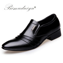 Load image into Gallery viewer, BIMUDUIYU Luxury brand PU Leather Fashion Men Business Dress Loafers Pointy Black Shoes Oxford Breathable Formal Wedding Shoes