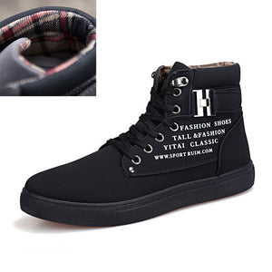 2018 Hot Men Boots Fashion Warm Winter Men shoes Autumn Leather Footwear For Man New High Top Canvas Casual Shoes Men