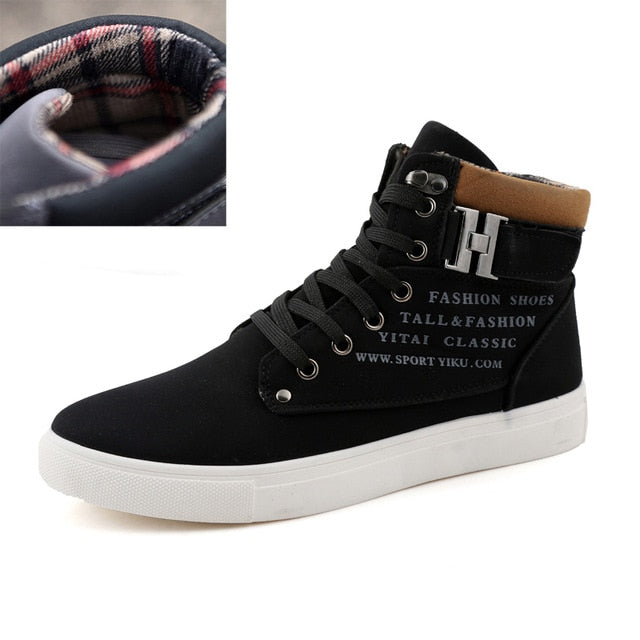 2018 Hot Men Boots Fashion Warm Winter Men shoes Autumn Leather Footwear For Man New High Top Canvas Casual Shoes Men