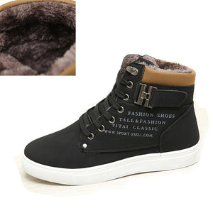 2018 Hot Men Boots Fashion Warm Winter Men shoes Autumn Leather Footwear For Man New High Top Canvas Casual Shoes Men