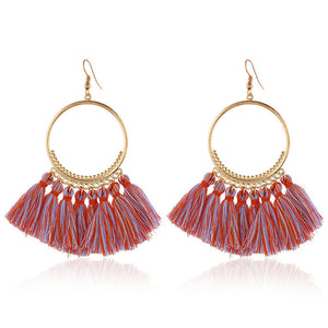 LZHLQ Tassel Earrings For Women Ethnic Big Drop Earrings Bohemia Fashion Jewelry Trendy Cotton Rope Fringe Long Dangle Earrings