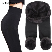 Load image into Gallery viewer, Autumn Winter Fashion Explosion Model Plus Thick Velvet Warm Seamlessly Integrated Inverted Cashmere Leggings Warm Pants