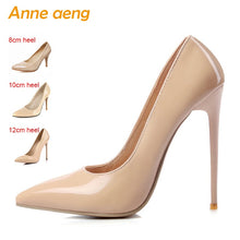 Load image into Gallery viewer, Women shoes 8cm 10cm 12cm High Heels Women Pumps Sexy Ladies Shoes Pointed Toe Classic Nude Wedding shoes women Plus size 34-46