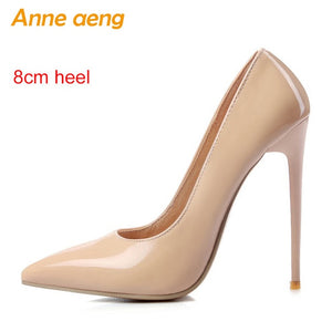 Women shoes 8cm 10cm 12cm High Heels Women Pumps Sexy Ladies Shoes Pointed Toe Classic Nude Wedding shoes women Plus size 34-46