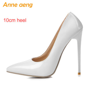 Women shoes 8cm 10cm 12cm High Heels Women Pumps Sexy Ladies Shoes Pointed Toe Classic Nude Wedding shoes women Plus size 34-46