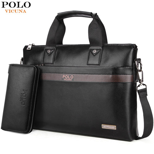 VICUNA POLO Top Sell Fashion Simple Dot Famous Brand Business Men Briefcase Bag Leather Laptop Bag Casual Man Bag Shoulder bags