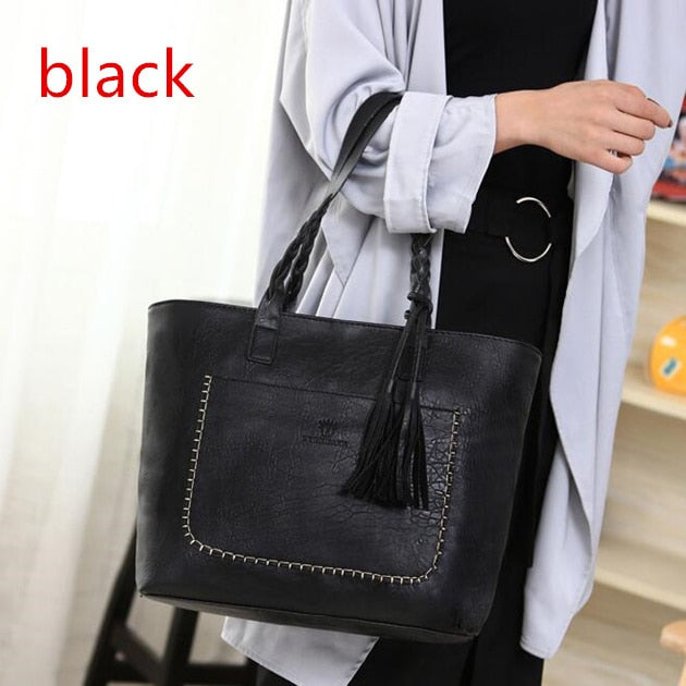 Brand Fashion Designer Fringe Shoulder Bags for Women 2019 Winter Leather Ladies Retro Large Casual Totes Tassel Female Handbags